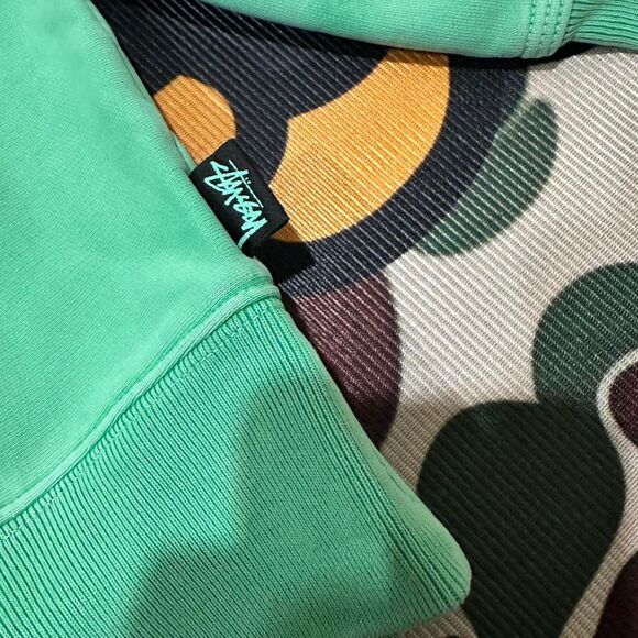 Stüssy green pigment dyed fleece hoodie - Picture 4 of 8